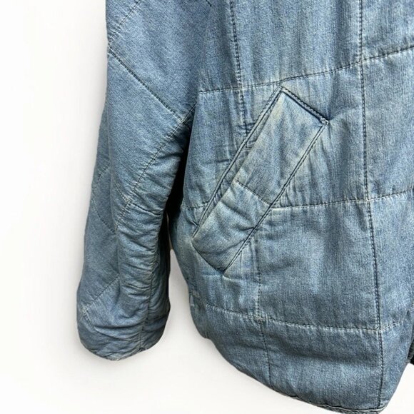 💙🧥 Free People We The Free Quilted Denim Jacket Dolman Oversized Medium - Picture 7 of 14